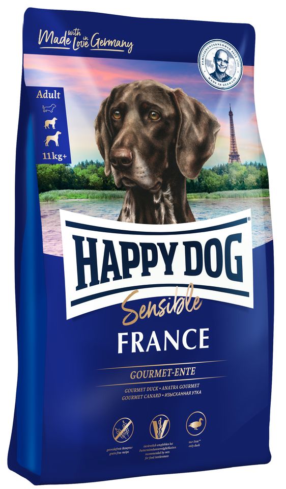 HAPPY DOG Supreme Sensible France -Hrană uscată pentru câini adulți - talie medie și mare - cu rață - 1 kg