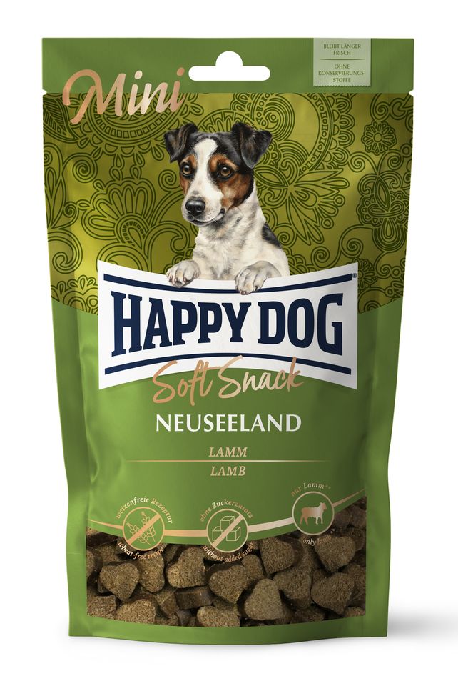HAPPY DOG Soft Snack Mini Neuseeland, gustari pentru caini, cu miel, 100 g