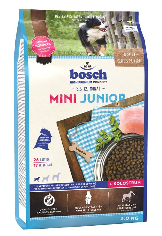 BOSCH Mini Junior Hrana uscata pentru catei de talie mica, cu carne de pasare 3 kg