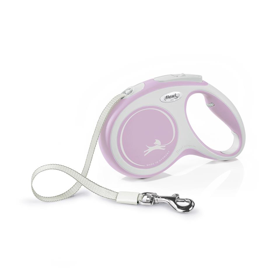 FLEXI New Comfort lesa automata cu banda pentru caini, roze, marimea M, 5 m