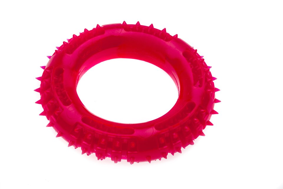 COMFY Mint Dental Ring jucarie dentara roz pentru caini 13 cm