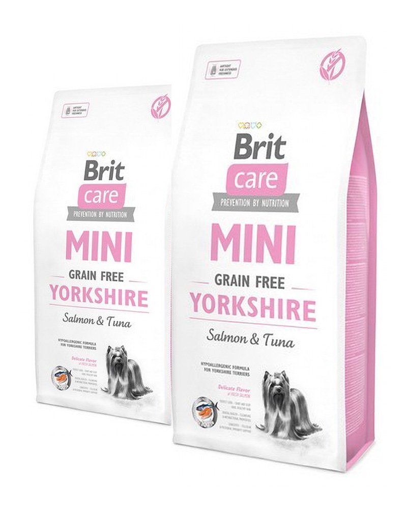 BRIT Care Grain Free Mini Yorkshire hrana uscata caini adulti talie mica, somon si ton 14 kg (2 x 7 kg)