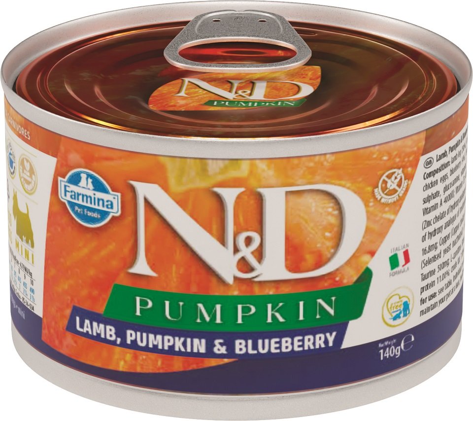 FARMINA N&D Dog pentru rase mici cu miel, dovleac, afine 140 g