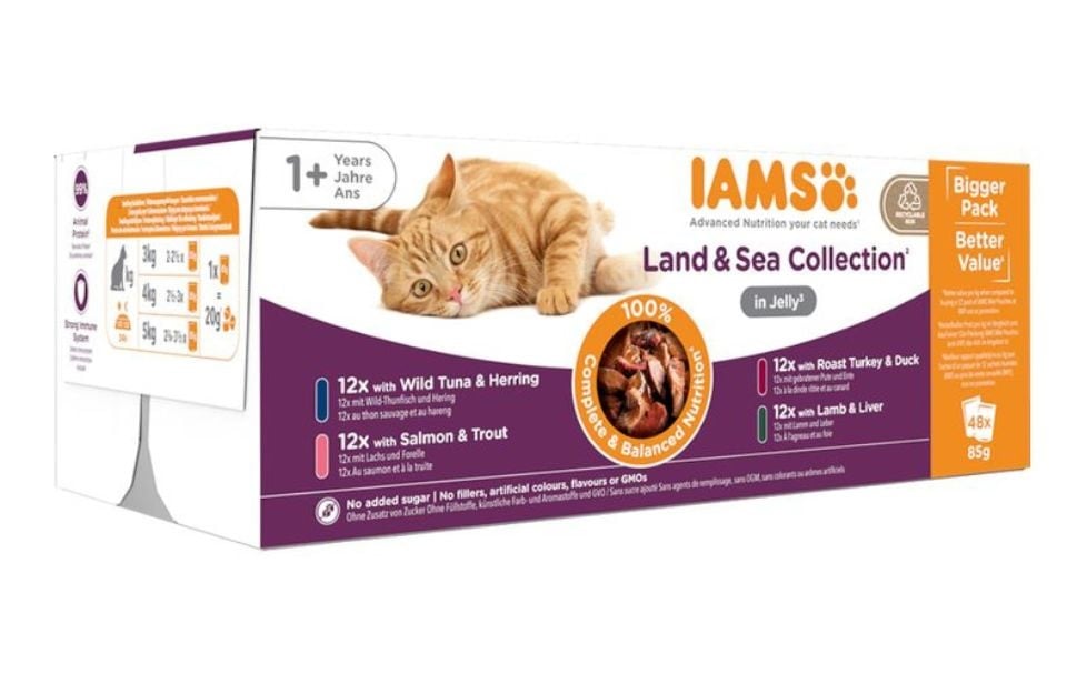 IAMS Cat Delights Adult All Breeds Land&Sea In Jelly Pouch 48 X 85 g