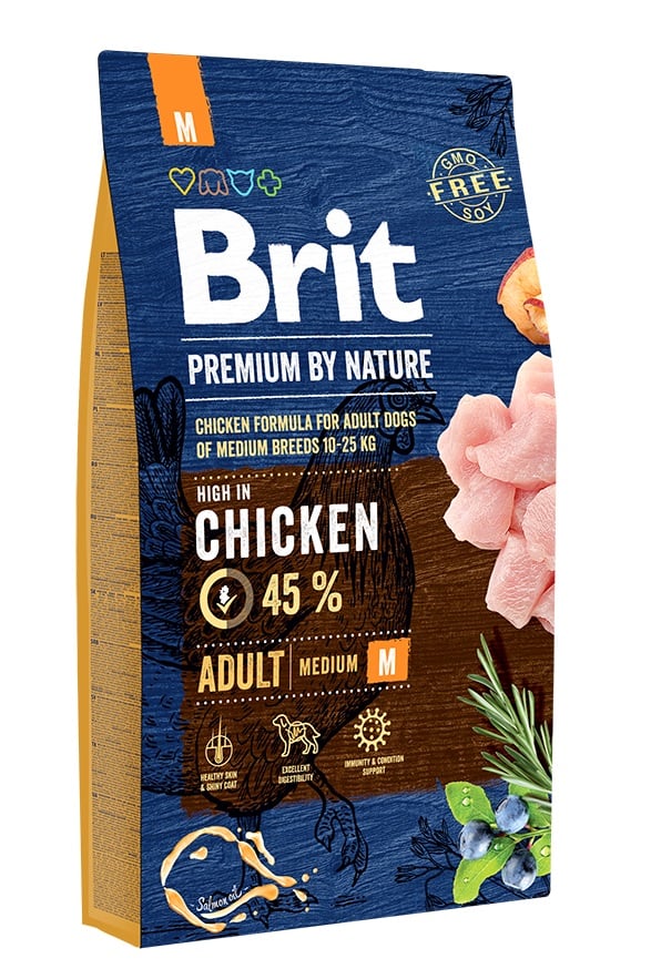 BRIT Premium By Nature Adult Medium M Hrana uscata pentru caini adulti de talie medie, cu pui 8 kg