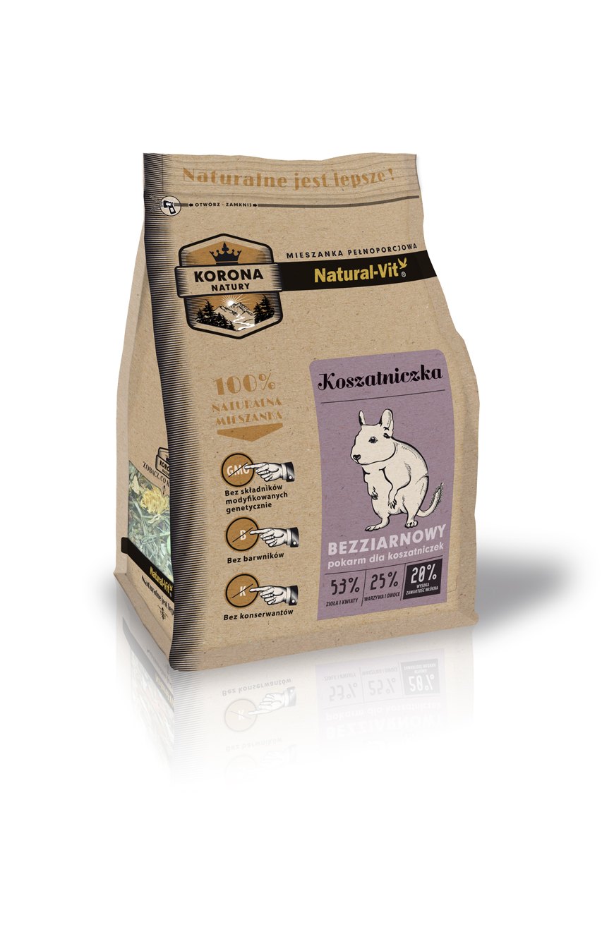 NATURAL-VIT Korona Natury hrana completa pentru veverite Degu 750 g + Kolbaton + amestec plante 70 g