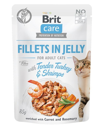 BRIT Care Cat Fillets in Jelly hrana umeda pentru pisici, cu curcan si creveti, 85 g