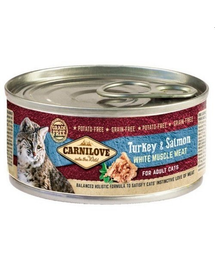 CARNILOVE Cat Turkey&Salmon 12 x 100 g hrana umeda pentru pisici, curcan si somon