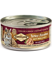 CARNILOVE Cat Turkey&Reindeer 12 x 100 g hrana umeda pentru pisici, curcan si ren