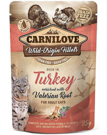 CARNILOVE Turkey&Valerian 24 x 85g hrana umeda pentru pisici, curcan si valeriana