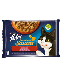 FELIX Sensations Sauce Hrana umeda cu miel si curcan in sos pentru pisici adulte/sterliizate 4x85g