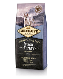 CARNILOVE Puppy Salmon&Turkey Hrana uscata pentru catei de toate rasele, cu somon si curcan 4 kg