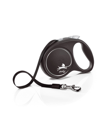 FLEXI Black Design lesa automata cu banda pentru caini, negru, marimea L, 5 m