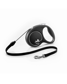 FLEXI Black Design lesa automata cu banda pentru caini, franghie negru, marimea M, 5 m