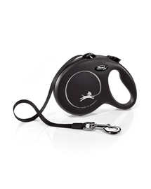 FLEXI New Classic lesa automata cu banda pentru caini, negru, marimea L, 5 m
