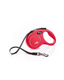 FLEXI New Classic lesa automata cu banda pentru caini, rosu, marimea S, 5 m