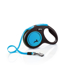 FLEXI New Neon lesa automata pentru caini, albastru, marimea M, 5 m