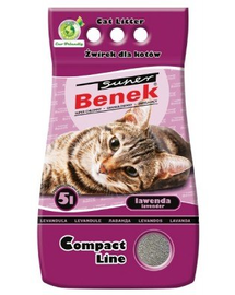 BENEK Super Compact cu lavanda 5 l x 2 (10 l) nisip pentru litiera