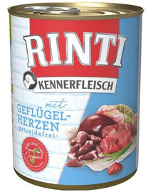 RINTI Kennerfleisch Hrana umeda pentru caini, cu inimi de pasare 800 gr