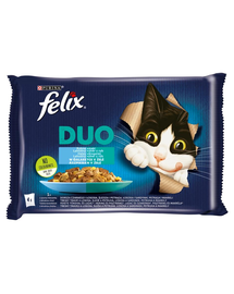 FELIX Duo Hrana umeda cu diverse tipuri de peste pentru pisci adulte/sterilizate 4x85 g