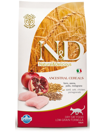 FARMINA N&D Low Grain Adult Cat - Hrană uscată cu pui & rodie 1.5 kg