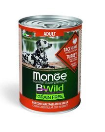 MONGE BWild Grain Free hrană umedă pentru câini, curcan 400g