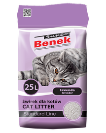 BENEK Super Standard Asternut din bentonita pentru litiera, cu lavanda 25 L