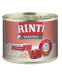 RINTI Sensible hrana umeda pentru caini adulti cu alergii alimentare, cu vita si orez 185 gr