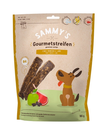BOSCH SAMMY’S Gourmet Stripes Recomopense caini, fasii cu pui si miel 180 g