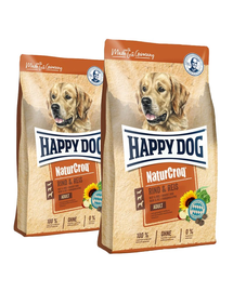 HAPPY DOG NaturCroq Hrana uscata pentru caini, cu vita si orez 30 kg (2 x 15 kg)