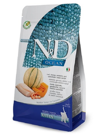 FARMINA N&D Ocean Cat Kitten hrana uscata pisoi, cod, creveti, dovleac si pepene galben 50 gr