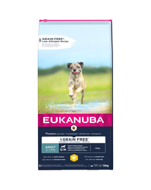 EUKANUBA Adult Grain Free S/M rase medii/mari 12 kg hrana caini adulti