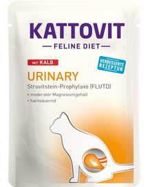 KATTOVIT Feline Diet Urinary hrana umeda dietetica pentru pisici in prevenirea pietrelor struvit, cu vitel 85 g