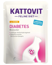KATTOVIT Feline Diet Diabetes hrana umeda dietetica pentru pisici cu diabet, pui 85 g