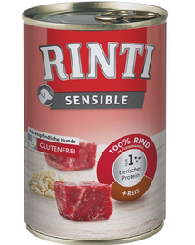 RINTI Sensible hrana umeda pentru caini adulti cu alergii alimentare, cu vita si orez 400 gr