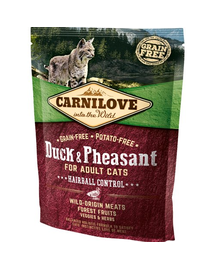 CARNILOVE Cat Hairball Control rață și fazan 400 gr