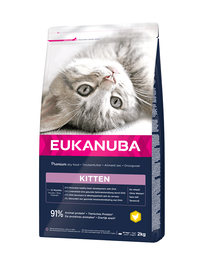 EUKANUBA Cat Kitten All Breeds Healthy Start Chicken & Liver Hrana uscata pentru pisici junior, cu pui si ficat 2 kg