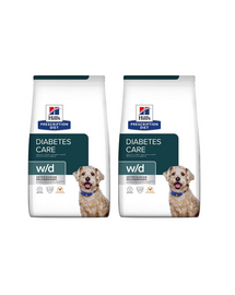 HILL'S Prescription Diet w/d Diabetes Care Chicken Adult pentru caini predispusi la crestere in greutate/dupa castrare 20 kg (2x10 kg)