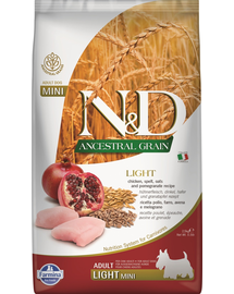 FARMINA N&D Ancestral Grain Ancestral Dog light chicken & pomegranate Hrana caini talie mica, cu pui si rodie 2,5 kg