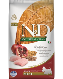 FARMINA N&D Ancestral Grain Dog Senior Mini Hrana uscata pentru caini senior de talie mica, cu pui si ovaz 2.5 kg