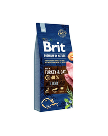 BRIT Premium By Nature Light 15 kg + 6x400 g conserve curcan