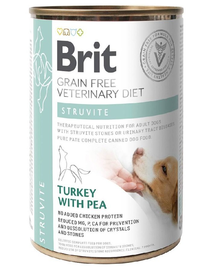 BRIT Veterinary Diet Struvite Turkey&Pea afectiuni tract urinar, pentru caini 400 g