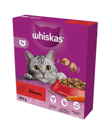 WHISKAS Adult 800 g hrana uscata pentru pisici adulte cu carne de vita