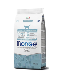 MONGE Monoprotein Kitten hrană uscată pentru pisoi, cu păstrăv 400 g