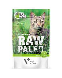 VETEXPERT RAW PALEO Cat Sterilised cu vânat 100 g