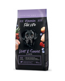 FITMIN Dog For Life Light & Senior hrana caini adulti si seniori 12 kg