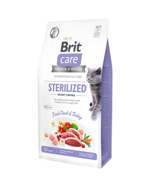 BRIT Care Cat Grain-Free Sterlized Weight Control hrana uscat pisici sterilizate,supraponderale, rata si curcan 2 kg