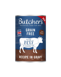 BUTCHER'S Original Recipe in Gravy hrana umeda caini, bucati de vita in sos, conserva 400g