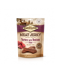 CARNILOVE Jerky turkey with venison fillet Recompense caini adulti, cu curcan si vanat 100g