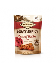 CARNILOVE Meat Jerky Chicken & wild boar Batoane pentru caini, cu pui si mistret 100g